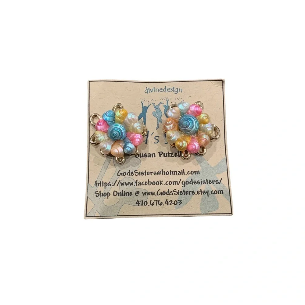 Devine Design Hand Made Shell Ocean Sea Shells Colors Gold - Picture 8 of 12